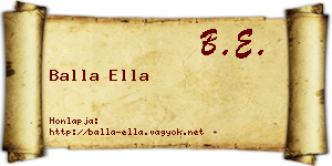 Balla Ella névjegykártya